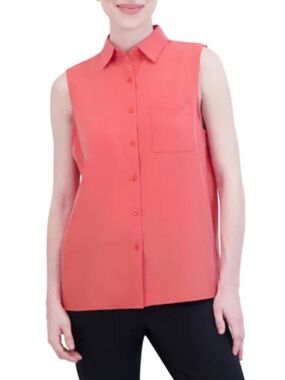 NWT Gaiam Sleeveless Button Down Shirt Pink/Coral Size XS